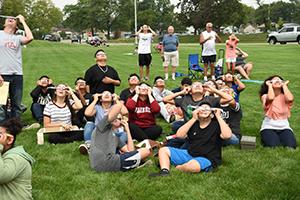 Students watching Eclispe